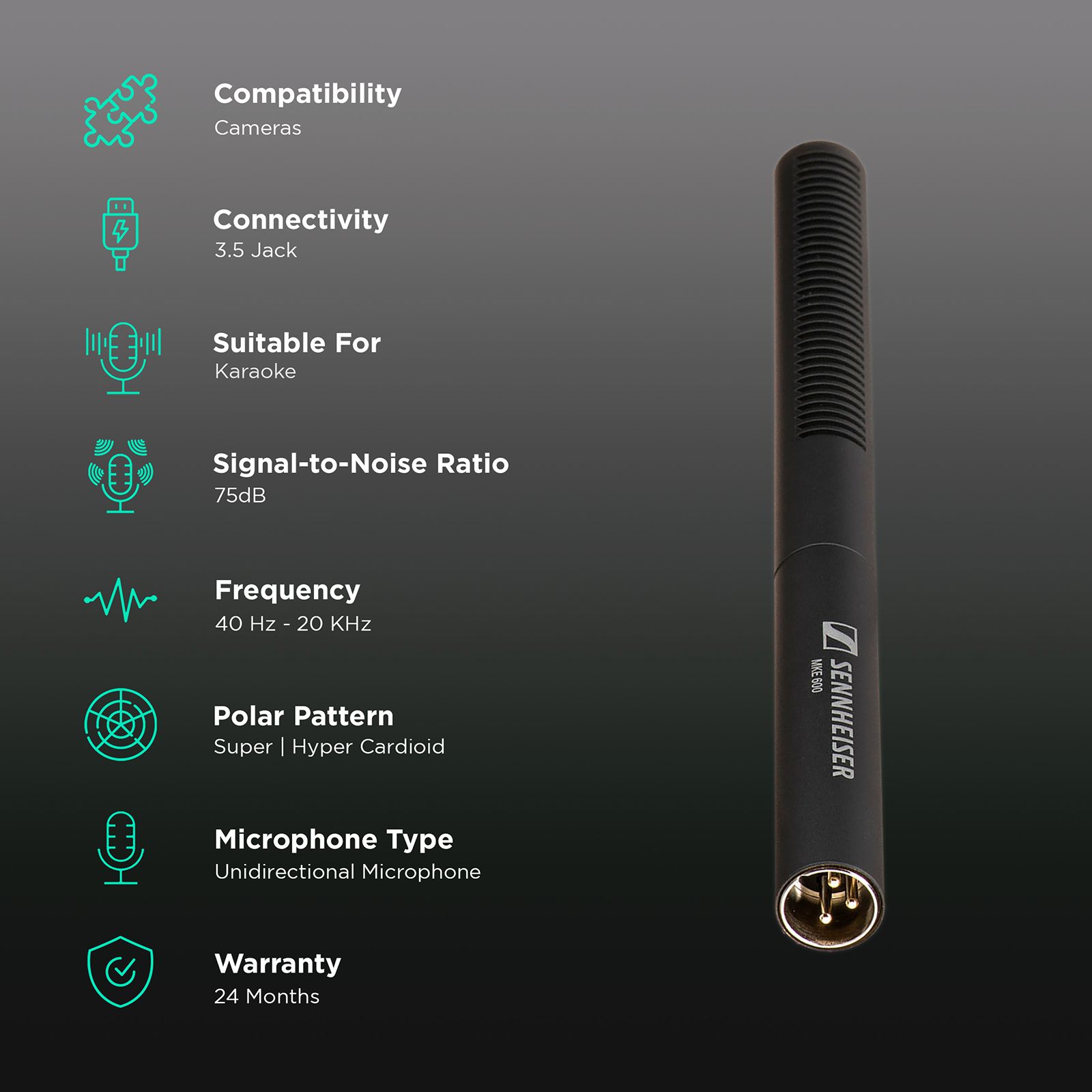 Buy SENNHEISER MKE 600 3.5 Jack Wired Microphone with Suppression